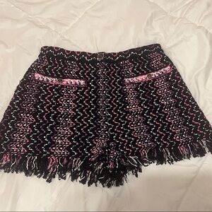 CHANEL tweed fringe Blue purple and pink  Pink Zigzag Women Shorts